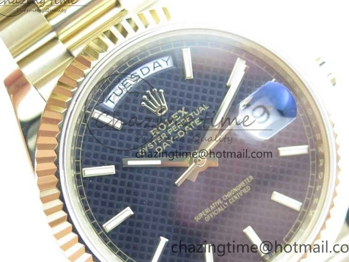 Black 40mm YG 228239 904 Version YG Bracelet Dial Markers BP A2836 Stick New Day-Date Dial on President 0420